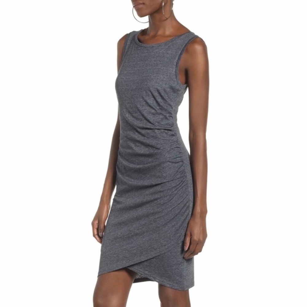 Leith Charcoal Gray Sleeveless Ruched Side Bodycon Dress